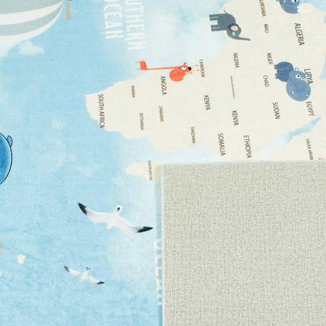 Tapis enfant tissé motif fresque le monde Bleu 4 - vertbaudet enfant 