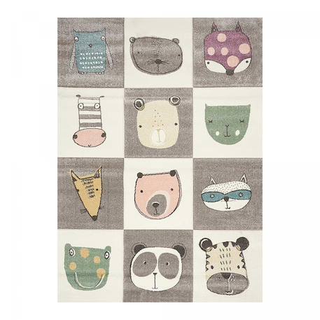 Tapis enfant tissé motif animaux zoo 2 Gris 2 - vertbaudet enfant 