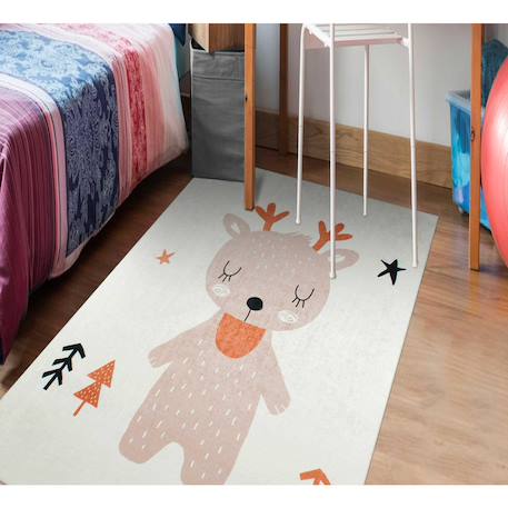 Tapis enfant tissé motif animaux renne Marron 1 - vertbaudet enfant 