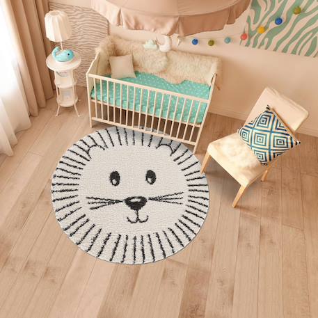 Tapis enfant tissé motif animaux lion Beige 6 - vertbaudet enfant 