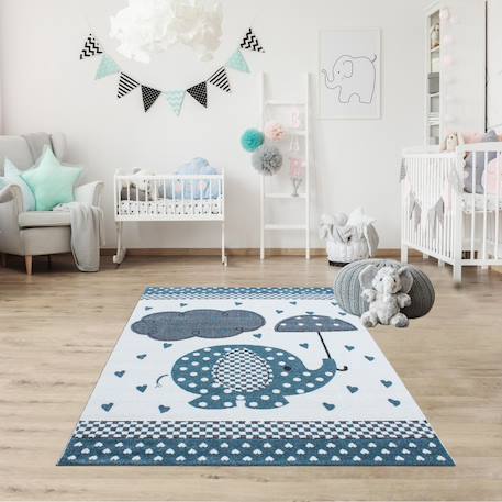 Tapis enfant tissé motif animaux kid rain Bleu 1 - vertbaudet enfant 