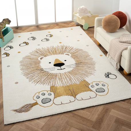 Tapis enfant tissé motif animaux sweetlion Ecru 1 - vertbaudet enfant 