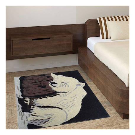 Tapis enfant fait main en laine ours Beige 1 - vertbaudet enfant 