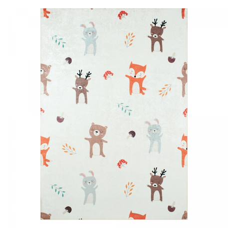 Tapis enfant tissé motif animaux foret Crème 2 - vertbaudet enfant 