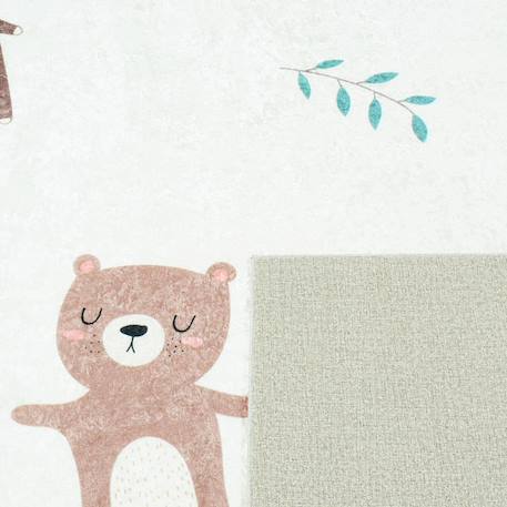 Tapis enfant tissé motif animaux foret Crème 3 - vertbaudet enfant 