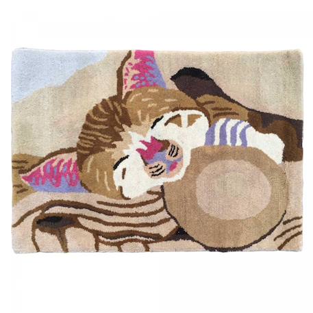 Tapis enfant  en laine motif animaux chat Beige 1 - vertbaudet enfant 