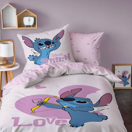 Parure de lit imprimée 100% coton, disney home stitch cupidon Rose 1 - vertbaudet enfant 