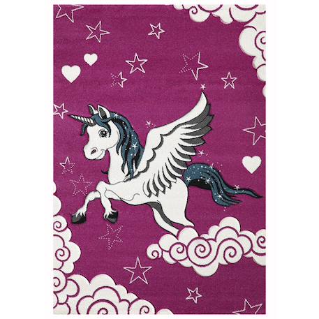 Tapis enfant tissé lyn8 licorne a Rose 2 - vertbaudet enfant 