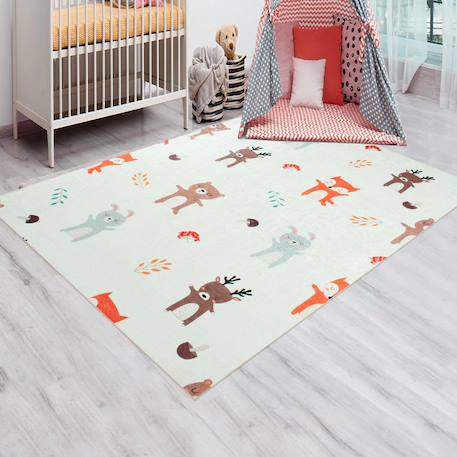 Tapis enfant tissé motif animaux foret Crème 1 - vertbaudet enfant 
