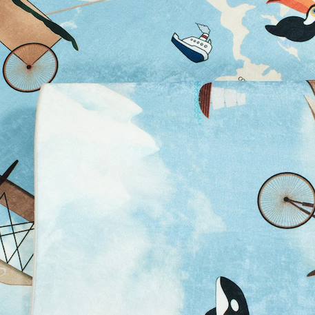 Tapis enfant tissé motif fresque le monde Bleu 3 - vertbaudet enfant 