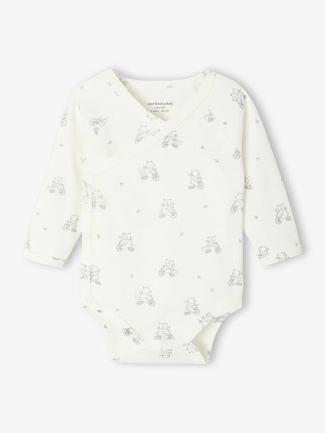 Lot de 2 bodies bébé ouverture naissance manches longues beige+rose+vert d'eau 17 - vertbaudet enfant 