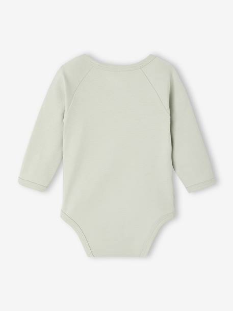 Lot de 2 bodies bébé ouverture naissance manches longues beige+rose+vert d'eau 18 - vertbaudet enfant 