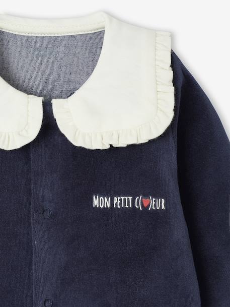 Lot de 3 pyjamas bébé fille 'c½urs' en velours bleu nuit 8 - vertbaudet enfant 