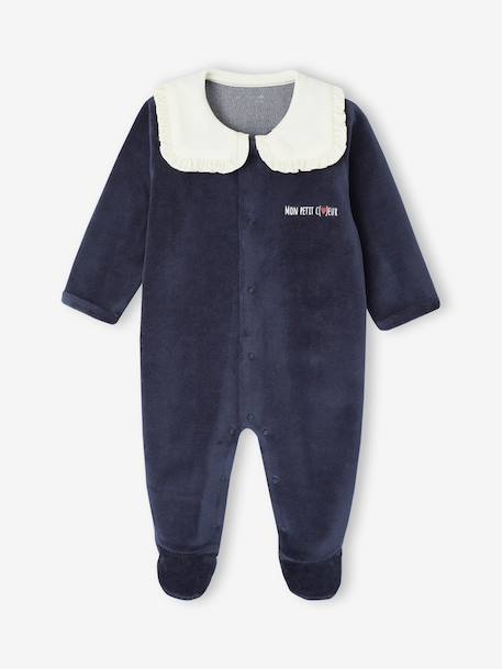 Lot de 3 pyjamas bébé fille 'c½urs' en velours bleu nuit 3 - vertbaudet enfant 