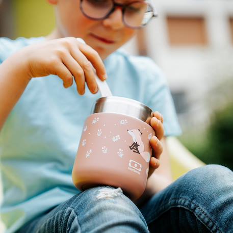 Lunch box isotherme enfant 280ml capsule Bleu dino+Cannelle fox+Rose birds+Vert raccoon 11 - vertbaudet enfant 