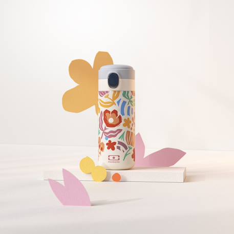 Gourde isotherme à bec verseur 360ml pop Bleu dino+Bleu infinity+Bleu wolf+Graphic papercut+Rose birds+Vert natural 20 - vertbaudet enfant 