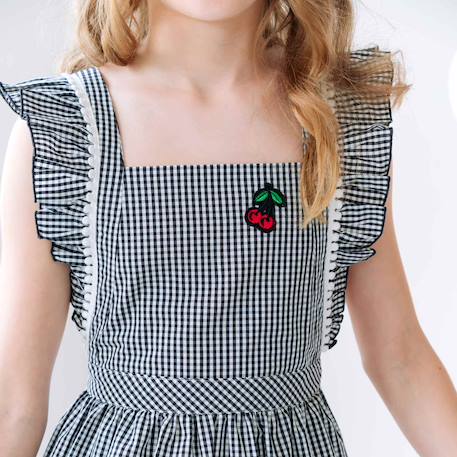 Robe  vichy  et  à volants  lili Noir et blanc 6 - vertbaudet enfant 