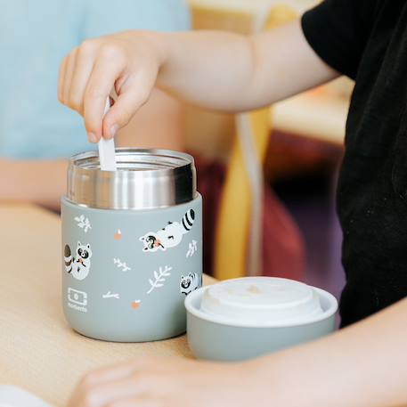 Lunch box isotherme enfant 280ml capsule Bleu dino+Cannelle fox+Rose birds+Vert raccoon 22 - vertbaudet enfant 