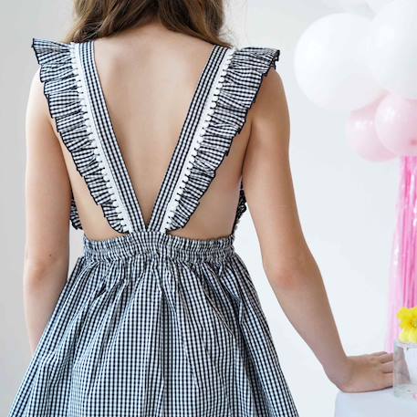 Robe  vichy  et  à volants  lili Noir et blanc 2 - vertbaudet enfant 