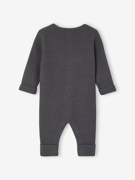Combinaison en côtes bébé manches longues anthracite+beige chiné+gris chiné 2 - vertbaudet enfant 