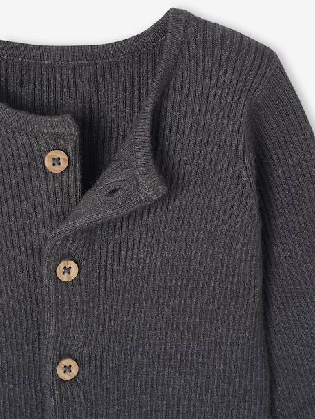 Combinaison en côtes bébé manches longues anthracite+beige chiné+gris chiné 3 - vertbaudet enfant 