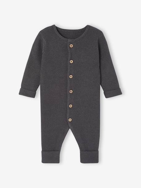 Combinaison en côtes bébé manches longues anthracite+beige chiné+gris chiné 1 - vertbaudet enfant 