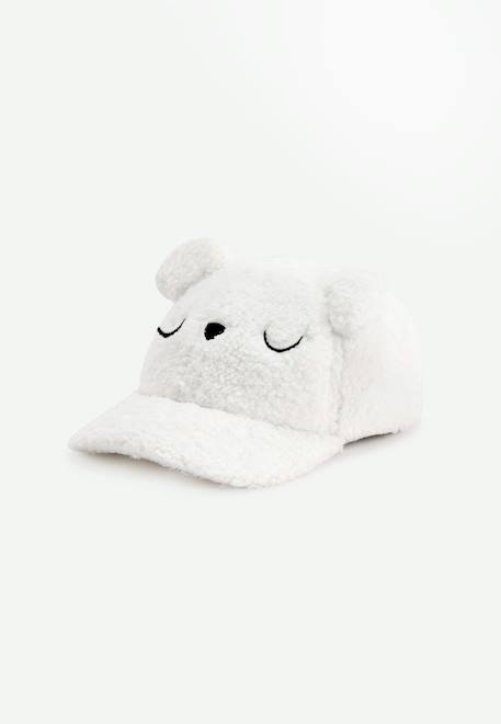 Casquette bébé en sherpa charlie Ecru 1 - vertbaudet enfant 