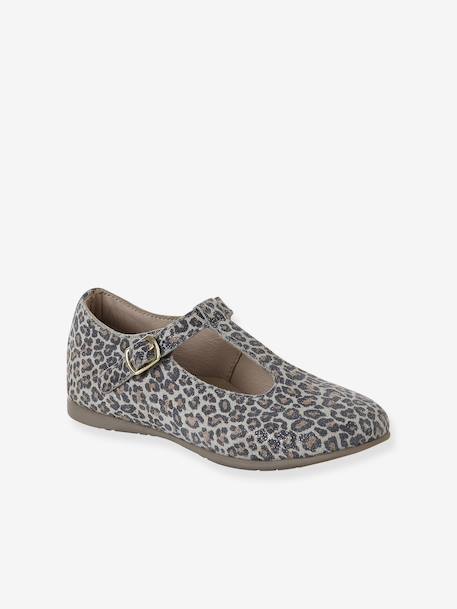Ballerines cuir fille beige imprimé+or 1 - vertbaudet enfant 