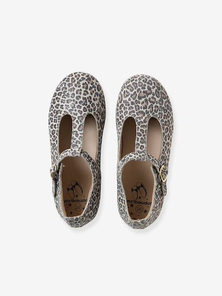 Ballerines cuir fille beige imprimé+or 4 - vertbaudet enfant 
