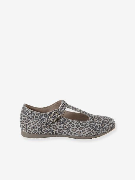 Ballerines cuir fille beige imprimé+or 2 - vertbaudet enfant 