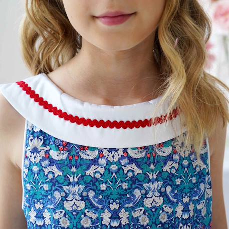 Robe cérémonie  fleurie  et   hepburn Bleu foncé rouge 6 - vertbaudet enfant 
