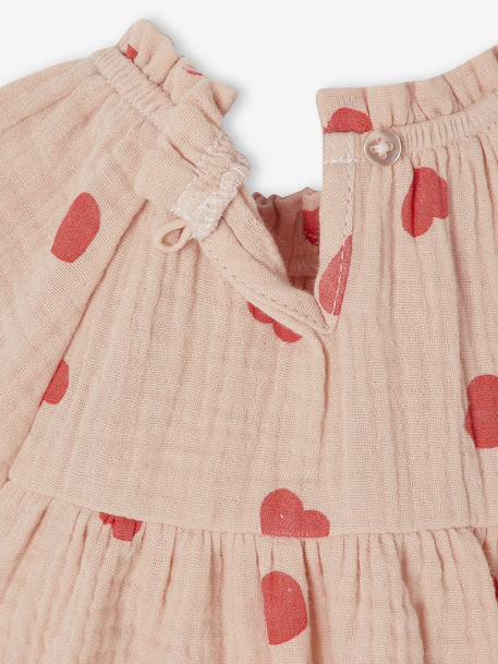 Robe bébé imprimée de petits coeurs rose poudré 5 - vertbaudet enfant 