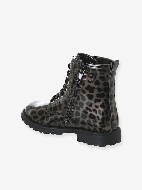 Boots enfant fille vernies synthétique zippées lot noir+noir+noir imprimé 14 - vertbaudet enfant 