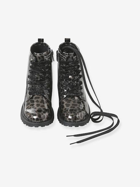 Bottines enfant fille vernies synthétique zippées noir+noir imprimé 11 - vertbaudet enfant 