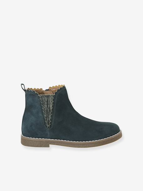 Boots enfant fille cuir élastiquées et zippées bordeaux+camel+marine+or+vert 24 - vertbaudet enfant 