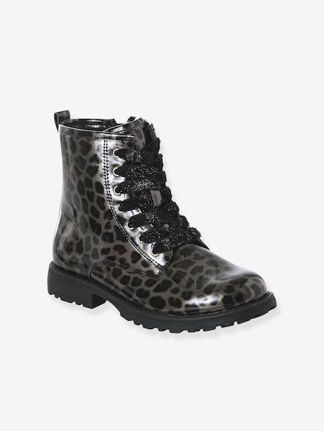 Boots enfant fille vernies synthétique zippées lot noir+noir+noir imprimé 13 - vertbaudet enfant 