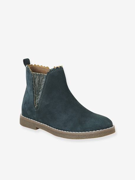 Boots enfant fille cuir élastiquées et zippées bordeaux+camel+marine+or+vert 23 - vertbaudet enfant 