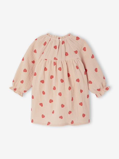 Robe bébé imprimée de petits coeurs rose poudré 3 - vertbaudet enfant 