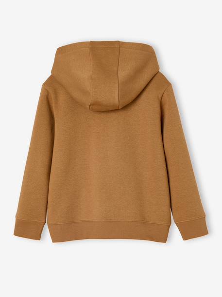 Sweat garçon zippé à capuche motif poitrine blanc chiné+noix de pécan+rouge+turquoise 5 - vertbaudet enfant 