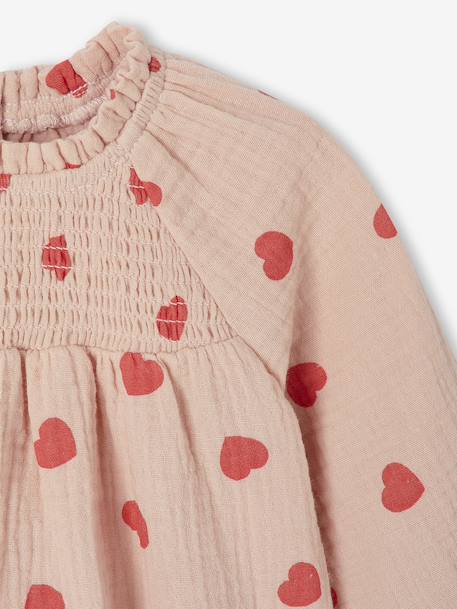 Robe bébé imprimée de petits coeurs rose poudré 4 - vertbaudet enfant 
