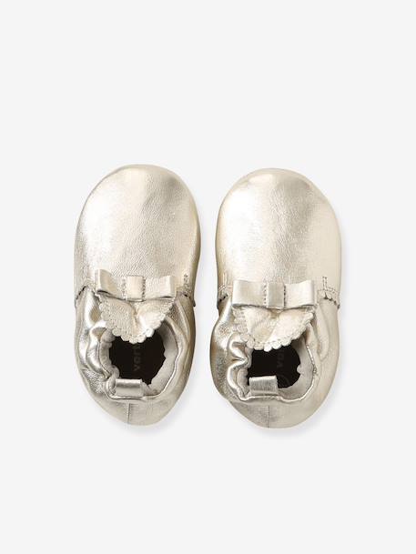 Chaussons élastiqués en cuir souple bébé or+rose 2 - vertbaudet enfant 