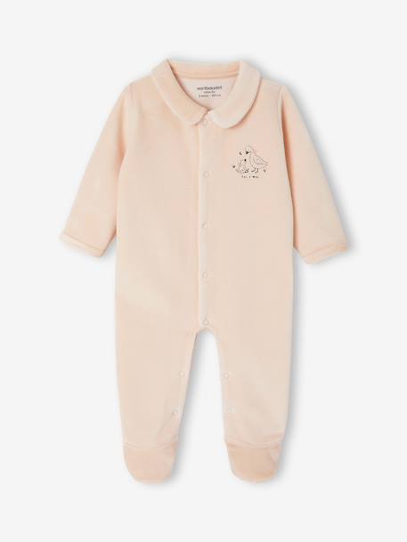 Lot de 2 pyjamas bébé naissance en velours beige+rose+vert d'eau 9 - vertbaudet enfant 