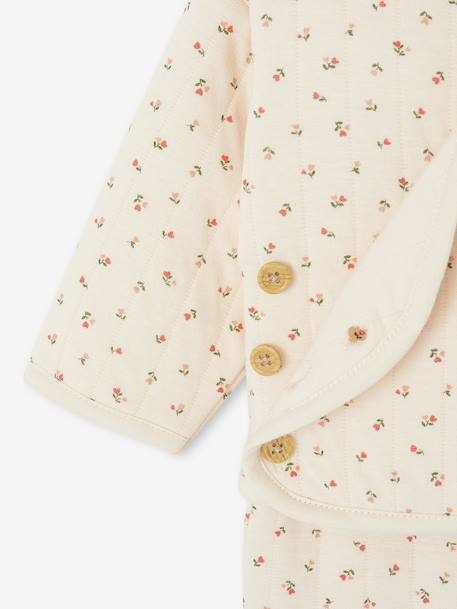 Ensemble matelassé gilet + pantalon à pieds entièrement imprimé écru+rose 10 - vertbaudet enfant 