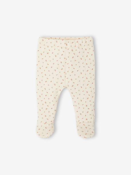 Ensemble matelassé gilet + pantalon à pieds entièrement imprimé écru+rose 8 - vertbaudet enfant 