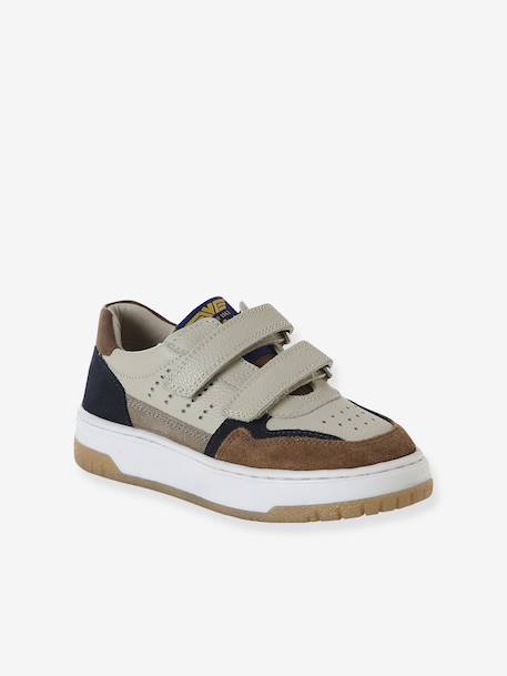 Baskets enfant garçon cuir à scratchs lot marron 1 - vertbaudet enfant 