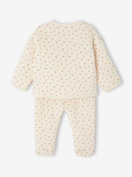 Ensemble matelassé gilet + pantalon à pieds entièrement imprimé écru+rose 9 - vertbaudet enfant 