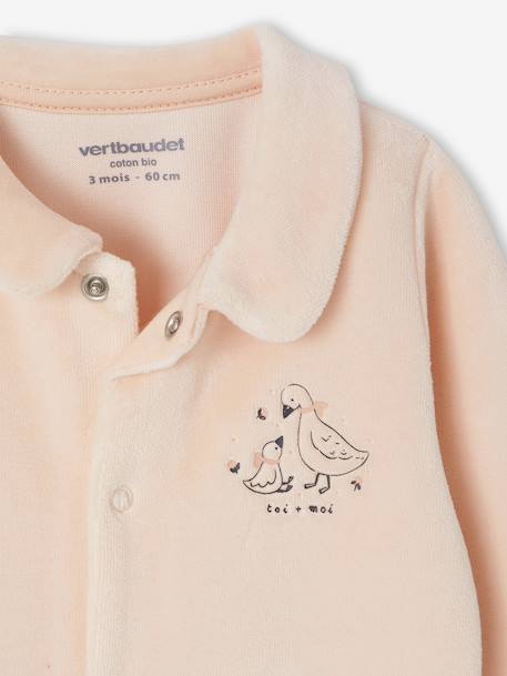 Lot de 2 pyjamas bébé naissance en velours beige+rose+vert d'eau 12 - vertbaudet enfant 