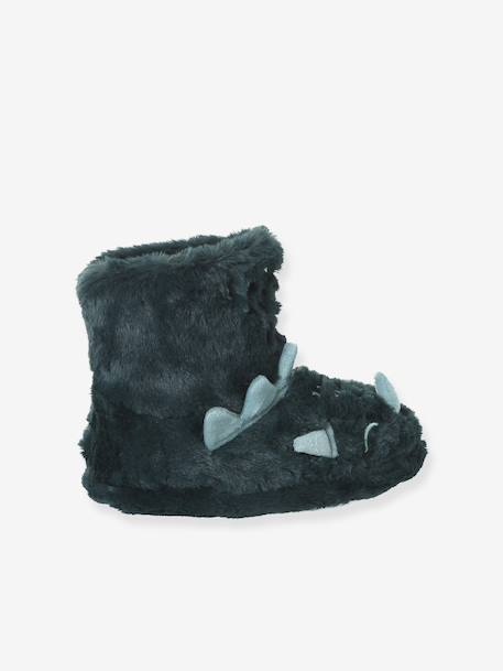 Chaussons montants fausse fourrure dinosaures enfant vert 3 - vertbaudet enfant 