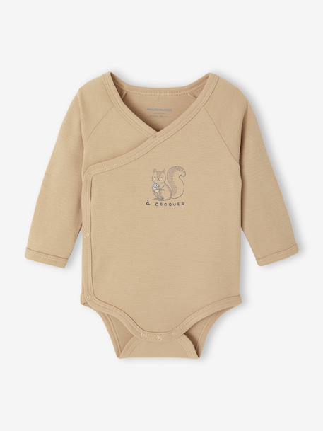 Lot de 2 bodies bébé ouverture naissance manches longues beige+rose+vert d'eau 2 - vertbaudet enfant 
