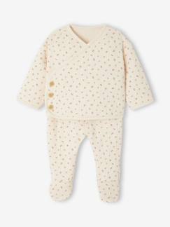-Ensemble matelassé gilet + pantalon à pieds entièrement imprimé